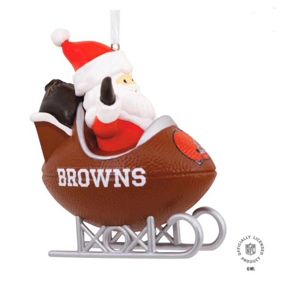 Hallmark NFL “Cleveland Browns” Santa’s Football Sled Christmas Ornament (NWT) - Picture 3 of 13